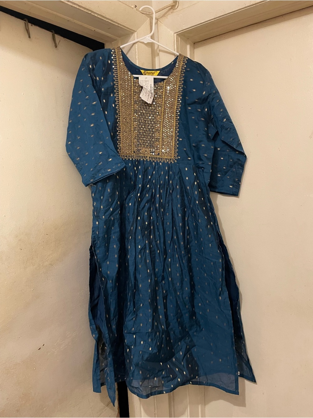 Embellished Teal Blue Ethnic Tunic Dress Size XL